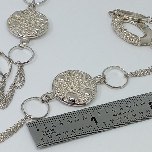 * Coldwater Creek NWT 925 sterling silver pebbled discs necklace 32" - Picture 2 of 5